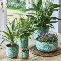 Reactive Glaze Planter (Emerald 13cm Plant Pot) -Happy House Plants Sale Store ERGP21 1 jpg