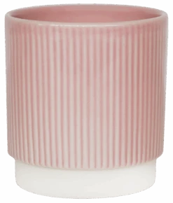 Athens Ceramic Reactive Glaze Indoor Ribbed Plant Pot Pink (13cm Pot)