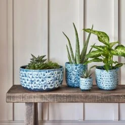 Sapphire Reactive Planter With Feet | 7cm Plant Pot | Ceramic Designer Baby Plant Pot -Happy House Plants Sale Store dfd jpg